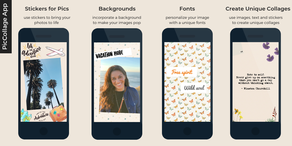 Create unique photo collages for Instagram with stickers, fonts and editing options available in the Pic Collage app.