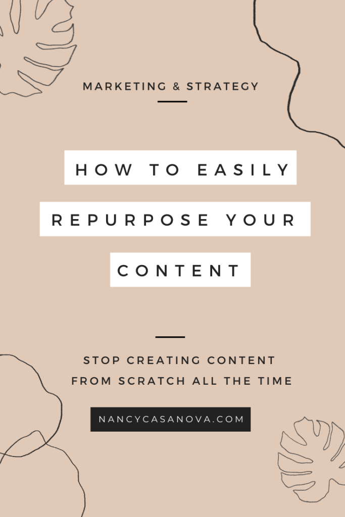 Learn how to successfully repurpose your content so that you’re not constantly creating content from scratch. Here are three ways to help you get started with repurposing your content. Content strategy, content batching, social media strategy, content strategy, social media content creation, content creation tips, time saving content creation, content creation productivity tips, ways to save time creating content, content creator, blogging tips, marketing strategies, content strategies. 