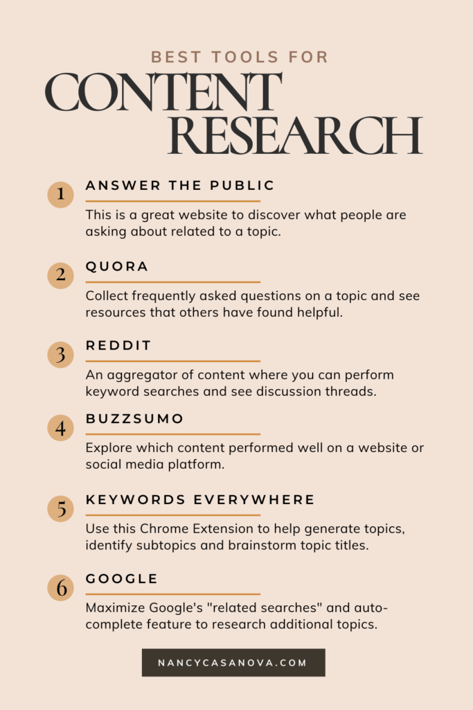 Never run out of content ideas again. Check out these research tools that will help you validate ideas, generate new content ideas and add insights into the topics you’re exploring. 