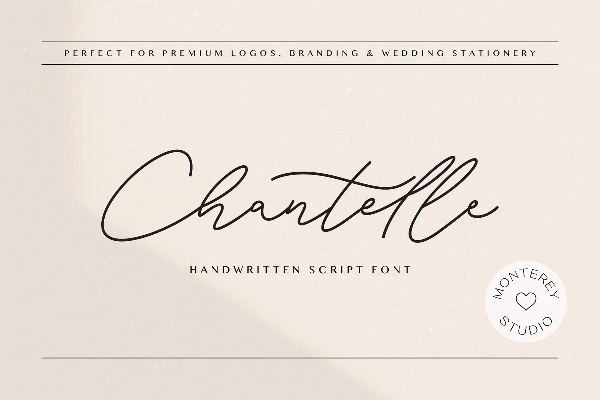 This romantic handwritten font can make a perfect addition to your logos, branding or wedding stationery. The Chantelle font is a ligature-based script font and is designed to be a great premium font for branding or graphic design projects. 