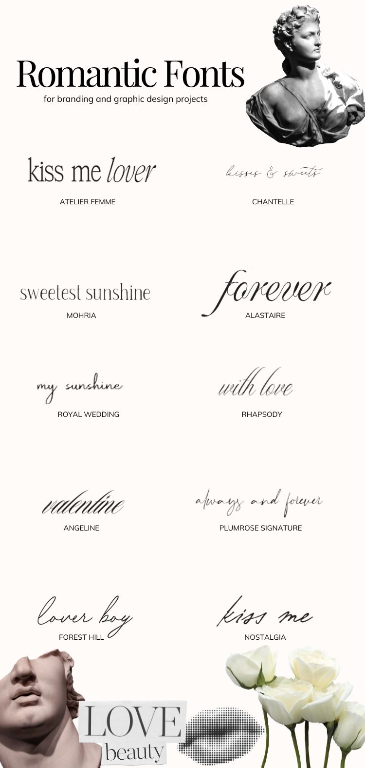 Are you looking to add a romantic element to your branding and graphic design projects? Look no further than these romantic fonts, perfect for adding that extra touch of love and romance to your projects. Whether you are wanting to add a touch of whimsical charm or evoke a feeling of unrequited love, these fonts will provide the perfect backdrop for your design.